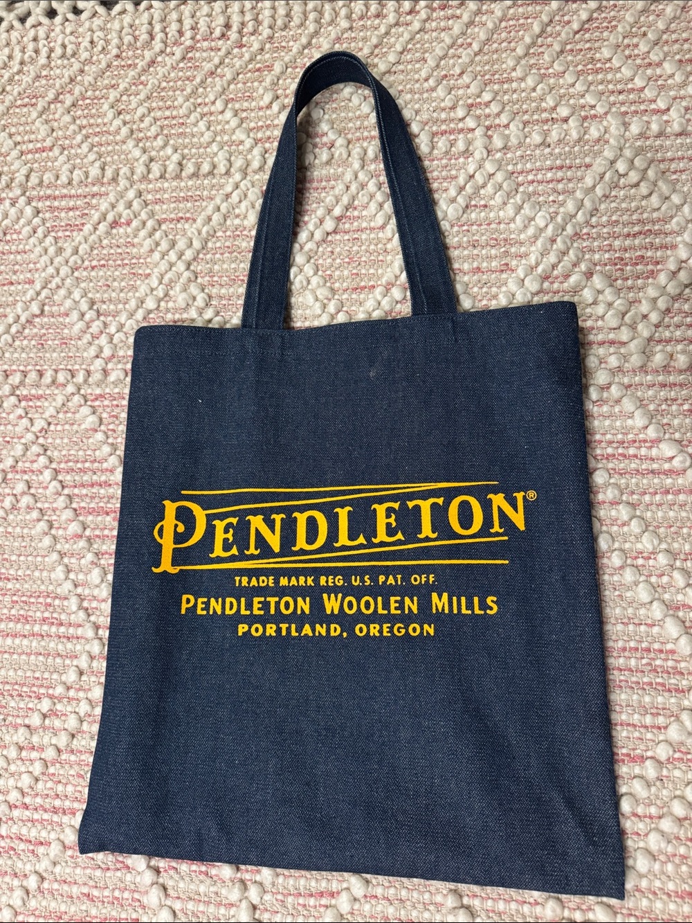 Pendleton Indigo Denim Tote with Yellow Logo Print